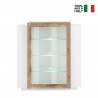 Design-Vitrine in Hochglanz Weiß und Holz für Wohnzimmer New Coro Hem Verkauf
