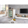 Design-Vitrine in Hochglanz Weiß und Holz für Wohnzimmer New Coro Hem Rabatte