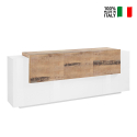Modernes Design Sideboard weißes Holz 220cm 5 Türen 2 Schubladen New Coro Wide Verkauf