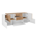 Modernes Design Sideboard weißes Holz 220cm 5 Türen 2 Schubladen New Coro Wide Angebot