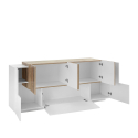 Wohnzimmer Sideboard 200cm glänzend weißes Holz New Coro Kommode