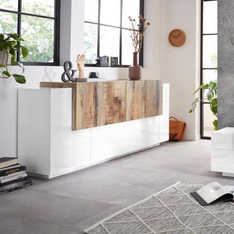 Design-Sideboard 200cm weiß hochglanz Holz New Coro Kommode Aktion