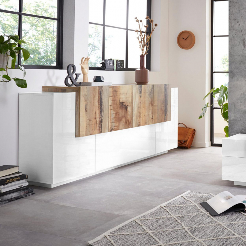 Design-Sideboard 200cm weiß hochglanz Holz New Coro Kommode Aktion Design-Sideboard 200cm weiß hochglanz Holz New Coro Kommode Aktion