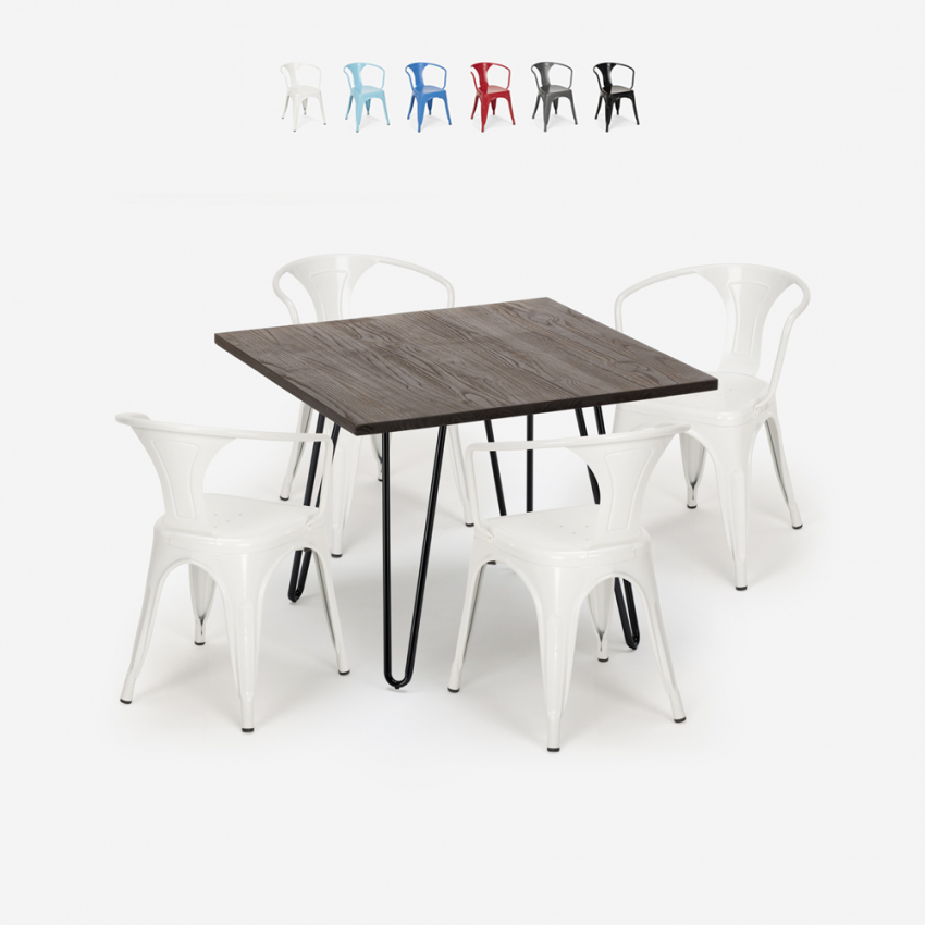 set 4 stühle tisch 80x80cm stil industrie design bar küche reims dark Angebot set 4 stühle tisch 80x80cm stil industrie design bar küche reims dark Angebot
