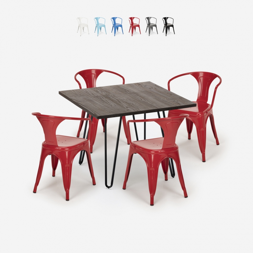 set 4 stühle tisch 80x80cm stil industrie design bar küche reims dark Katalog