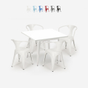 set 4 stühle tisch stahl weiß 80x80cm industriellen stil century white Angebot