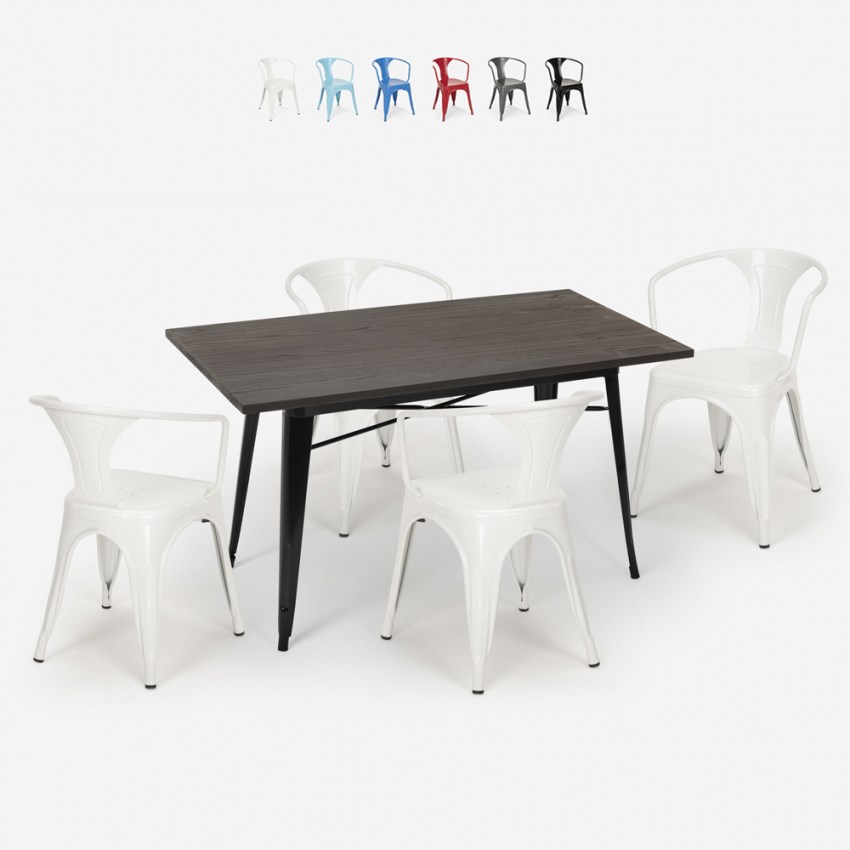 set tisch 120x60cm 4 stühle stil industriedesign küche bar caster Angebot set tisch 120x60cm 4 stühle stil industriedesign küche bar caster Angebot