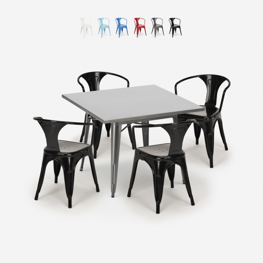 set tisch aus stahl 80x80cm 4 stühle im-industriestil century Katalog