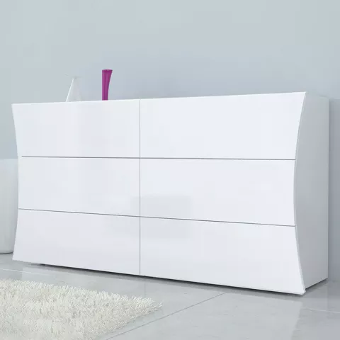 Kommode Schubladenschrank Schlafzimmer 6 Schubladen Hochglanz Weiß Arco Sideboard Aktion