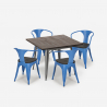 set tisch 80x80cm 4 stühle industrie stil holz metall küche hustle wood Modell