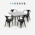 set tisch 80x80cm 4 stühle industriestil küche metall century wood Aktion