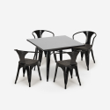 set tisch 80x80cm 4 stühle schwarz industriestil century wood black Kauf