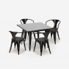 set tisch 80x80cm 4 stühle schwarz industriestil century wood black Kauf