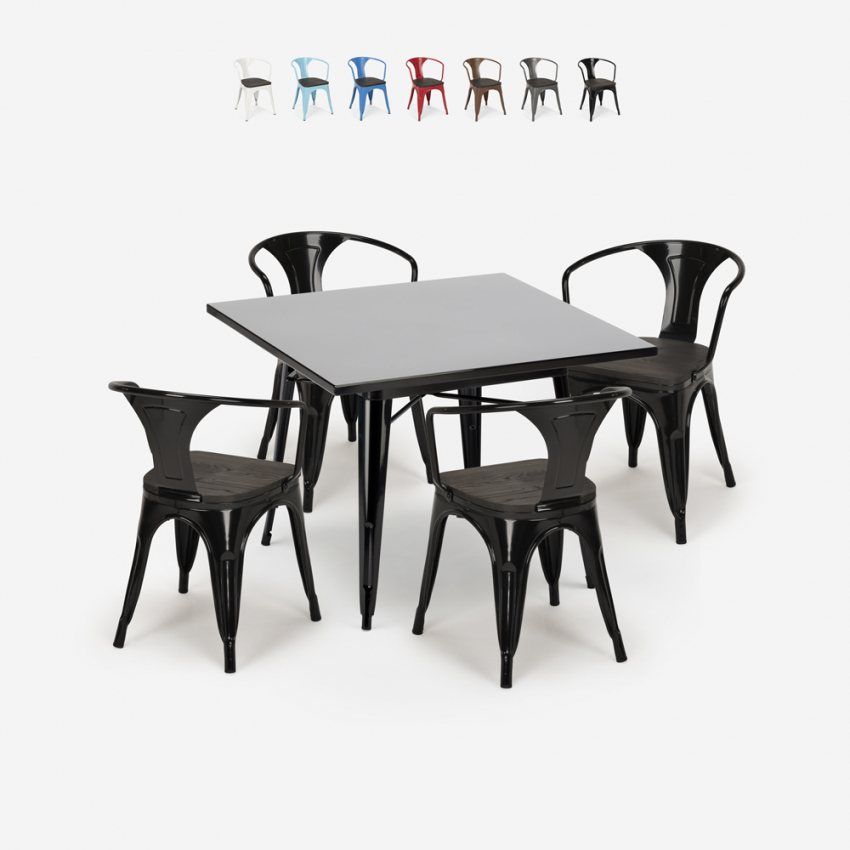 set tisch 80x80cm 4 stühle schwarz industriestil century wood black Katalog set tisch 80x80cm 4 stühle schwarz industriestil century wood black Katalog