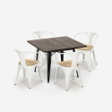 set tisch 80x80cm 4 stühle industrial metall holz hustle black top light Lagerbestand