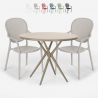 Set runder Tisch 80cm beige mit 2 Stühlen modernes Design für den Außenbereich Valet Aktion