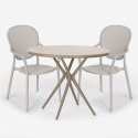 Set runder Tisch 80cm beige mit 2 Stühlen modernes Design für den Außenbereich Valet Auswahl