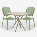 Set runder Tisch 80cm beige mit 2 Stühlen modernes Design für den Außenbereich Valet Preis