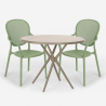 Set runder Tisch 80cm beige mit 2 Stühlen modernes Design für den Außenbereich Valet Preis