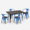 set 4 stühle  tisch 120x60cm industrieller stil holz esszimmer caster wood Preis