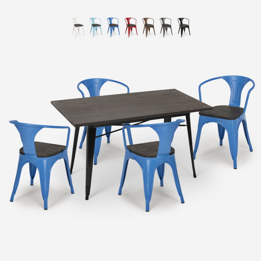 set 4 stühle tisch 120x60cm industrieller stil holz esszimmer caster wood Angebot set 4 stühle tisch 120x60cm industrieller stil holz esszimmer caster wood Angebot