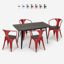 set 4 stühle  tisch 120x60cm industrieller stil Lix holz esszimmer caster wood Lagerbestand