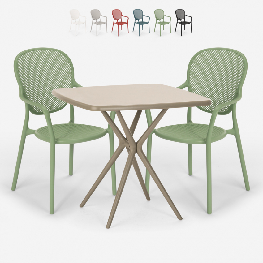 Set 2 Stühle quadratischer Tisch 70x70cm beige indoor outdoor design Lavett Katalog