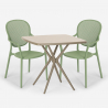 Set 2 Stühle quadratischer Tisch 70x70cm beige indoor outdoor design Lavett Kosten