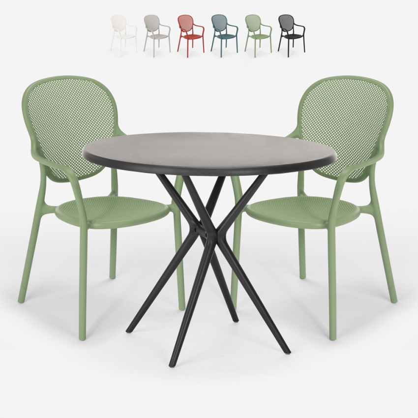 Set 2 Stühle runder Tisch 80cm schwarz für Innen Außen Valet Dark Katalog Set 2 Stühle runder Tisch 80cm schwarz für Innen Außen Valet Dark Katalog
