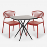 Set 2 Stühle quadratischer Tisch 70x70cm schwarz Außen Design Magus Dark Preis