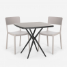 Set Quadratischer Tisch 70x70cm schwarz 2 Stühle Outdoor Design Regas Dark Angebot