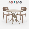 Set 2 Stühle runder Tisch 80cm beige Polypropylen Design Ipsum Aktion