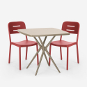 Set Tisch 70x70cm 2 Stühle beige Polypropylen Design Larum 