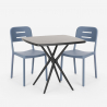 Set 2 Stühle quadratischer Tisch 70x70cm schwarz modernes Design  Larum Dark Angebot