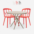 Set 2 Stühle Tisch 80cm rund beige Polypropylen Design Kento Aktion