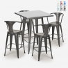 set hoher tisch aus metall 60x60cm 4 hocker küche bar bucket Sales