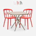 Set 2 Stühle Design Polypropylen quadratischen Tisch 70x70cm beige Saiku Angebot