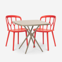 Set 2 Stühle Design Polypropylen quadratischen Tisch 70x70cm beige Saiku Lagerbestand