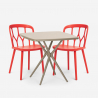 Set 2 Stühle Design Polypropylen quadratischen Tisch 70x70cm beige Saiku Lagerbestand