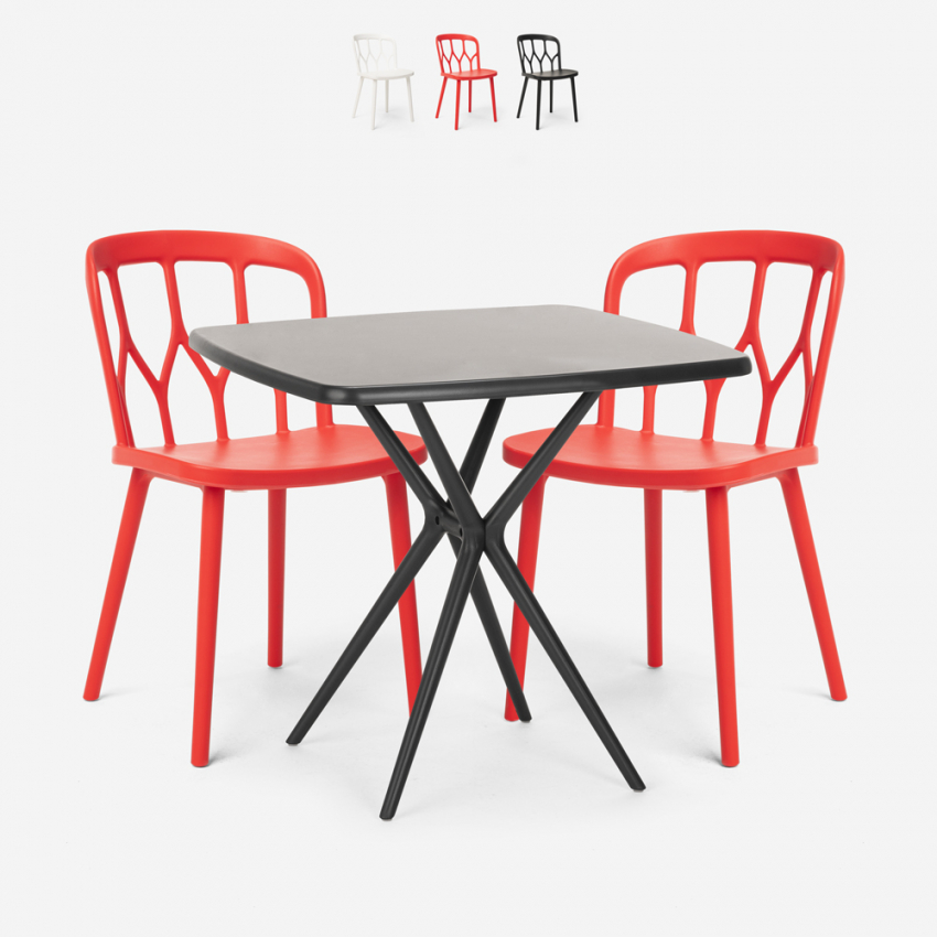 Set Quadratischer Tisch 70x70cm schwarz 2 Stühle Außen Design Saiku Dark Angebot Set Quadratischer Tisch 70x70cm schwarz 2 Stühle Außen Design Saiku Dark Angebot