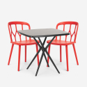 Set Quadratischer Tisch 70x70cm schwarz  2 Stühle Außen Design Saiku Dark Lagerbestand
