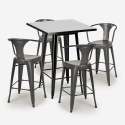  set hoher tisch 60x60cm 4 metallhocker schwarz bar küche bucket black Maße
