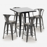  set hoher tisch 60x60cm 4 metallhocker schwarz bar küche bucket black Maße