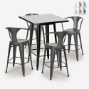  set hoher tisch 60x60cm 4 metallhocker schwarz bar küche bucket black Sales