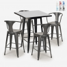  set hoher tisch 60x60cm 4 metallhocker schwarz bar küche bucket black Sales