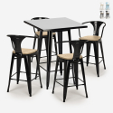 set 60x60cm schwarz tisch 4 hocker industriell bucket black top light Verkauf