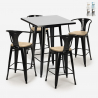 set 60x60cm schwarz tisch 4 hocker industriell bucket black top light Verkauf
