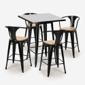 set 60x60cm schwarz tisch 4 hocker industriell bucket black top light Lagerbestand