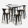 set 60x60cm schwarz tisch 4 hocker industriell bucket black top light Lagerbestand