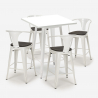 set 4 hocker hoch tisch 60x60cm aus metall bucket wood white Eigenschaften